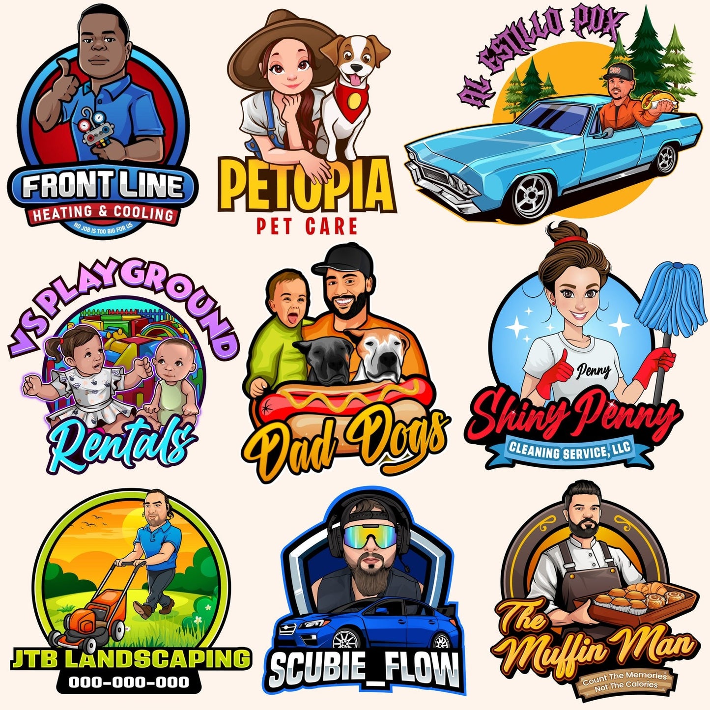 Cartoon Logo, Custom Logo Design, Mascot Character Business Logo Maker, Graphic Designer, Hand Drawn Portrait Logo, Caricature Company Logo