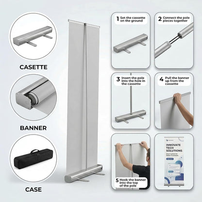 Custom Retractable Roll-Up Banners with Stand & Carrying Case