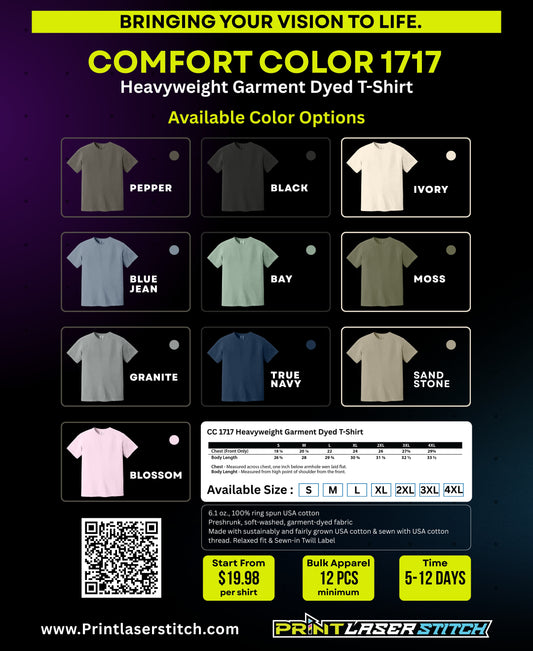 Comfort Colors - CC1717 Heavyweight Garment Dyed T-Shirt