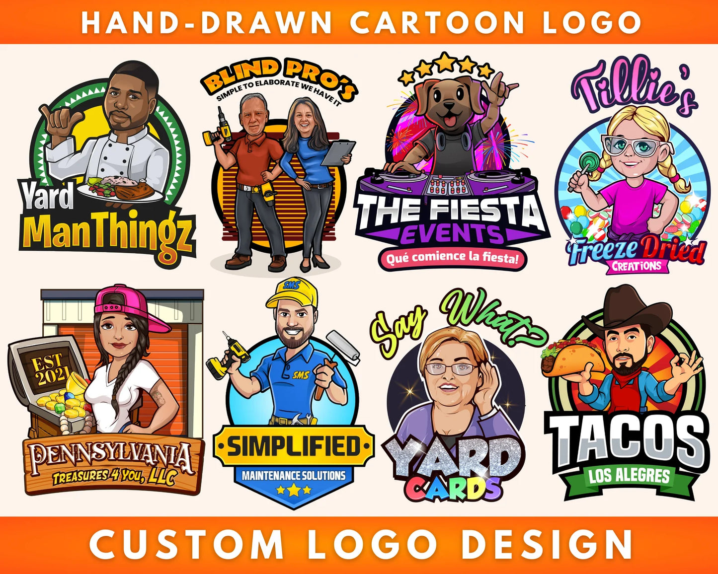 Cartoon Logo, Custom Logo Design, Mascot Character Business Logo Maker, Graphic Designer, Hand Drawn Portrait Logo, Caricature Company Logo