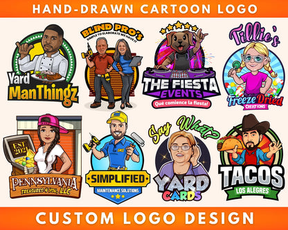Cartoon Logo, Custom Logo Design, Mascot Character Business Logo Maker, Graphic Designer, Hand Drawn Portrait Logo, Caricature Company Logo